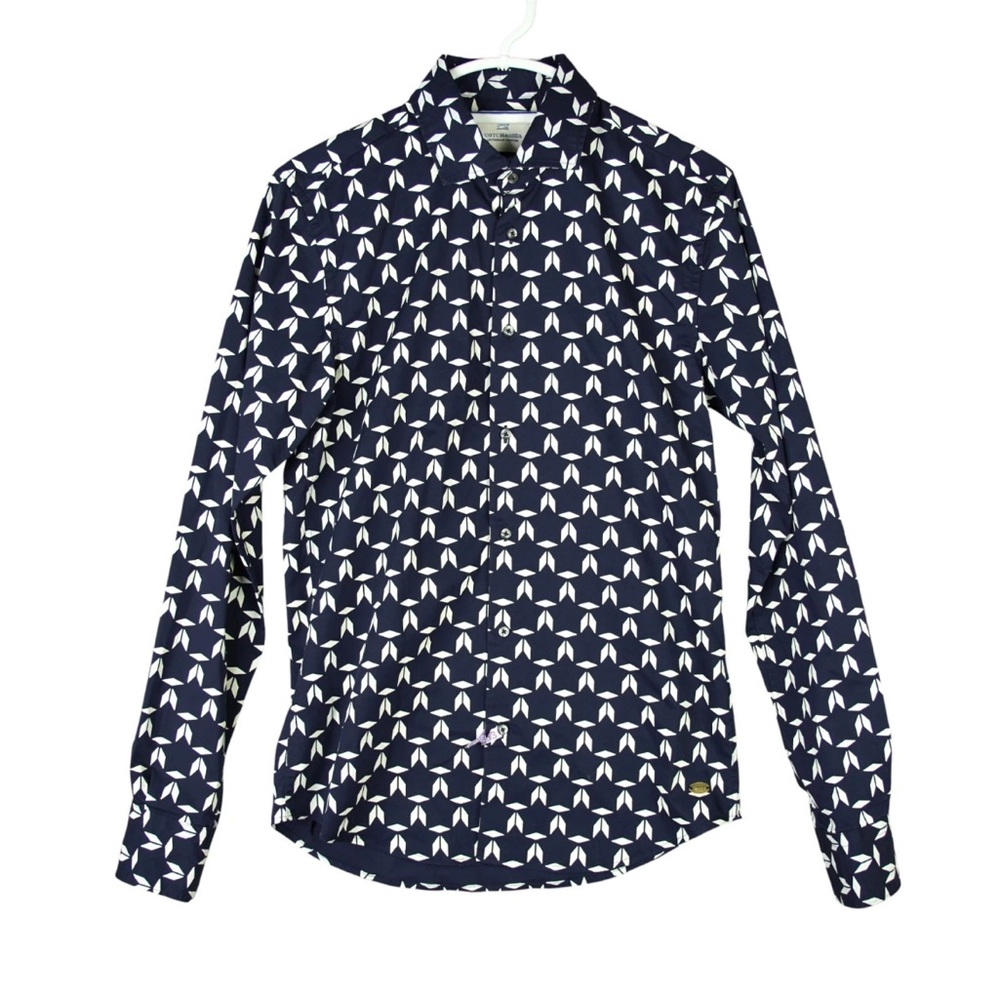 Scotch and Soda Mens Button Up Shirt Stretch Sz M Abstract AOP Classic